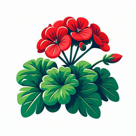 Geranium flowers isolated on white background. Hand drawn vector illustration.のイラスト素材