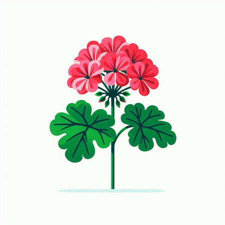 Geranium flower isolated on white background. Vector illustration in cartoon style.のイラスト素材