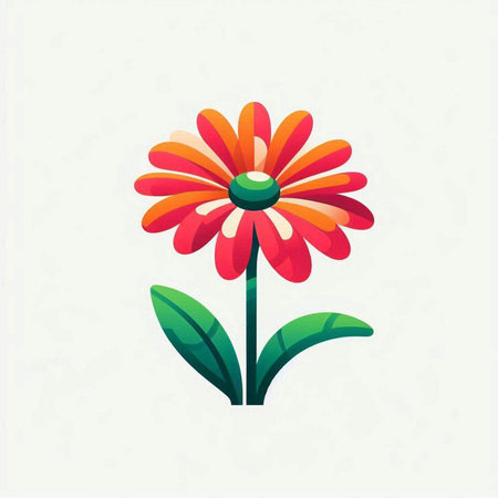 Flower icon, vector illustration. Flat design style. Colorful flower icon.のイラスト素材