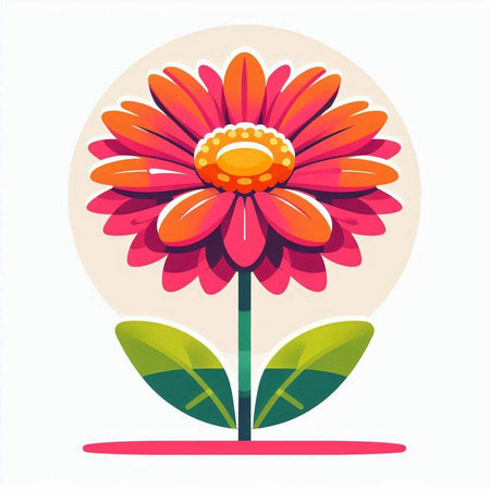 Vector illustration of a red gerbera flower on a white backgroundのイラスト素材