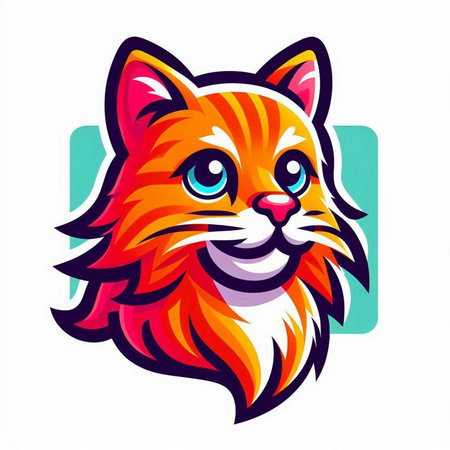 Illustration of a cat head mascot isolated on a white background.のイラスト素材