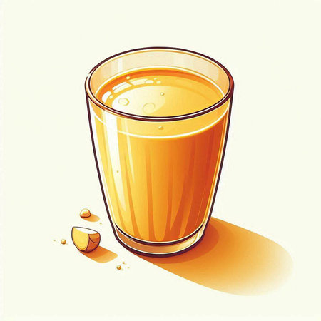 A glass of fresh orange juice on a white background. Vector illustration.のイラスト素材