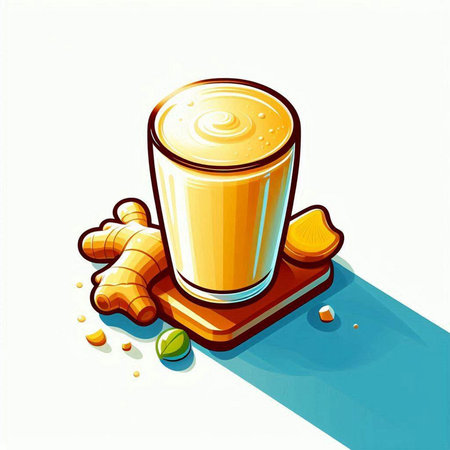 Illustration of a glass of ginger latte on a white backgroundのイラスト素材