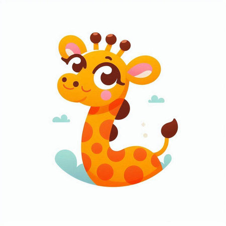 Cute cartoon giraffe with polka dots. Vector illustration.のイラスト素材