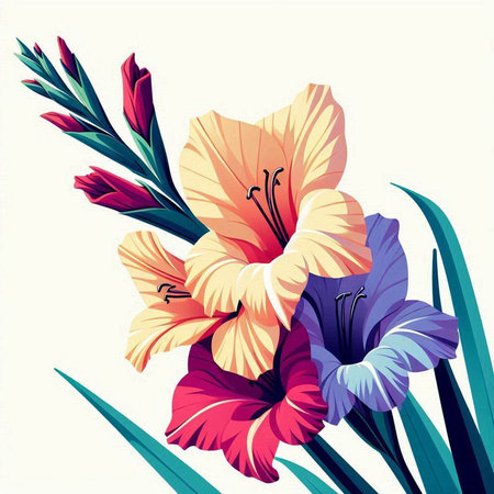 Illustration of iris flowers on white background, vector illustration.のイラスト素材