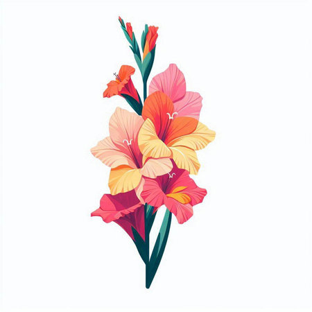 Beautiful gladiolus flower isolated on white background. Vector illustration.のイラスト素材