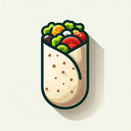 Burrito icon. Vector illustration of a traditional mexican fast food.のイラスト素材