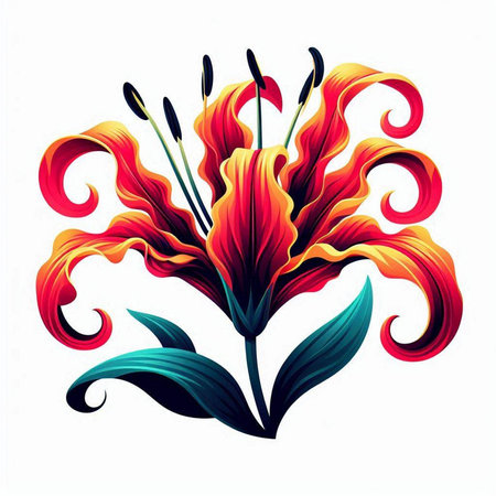 Beautiful lily flower on a white background. Vector illustration.のイラスト素材