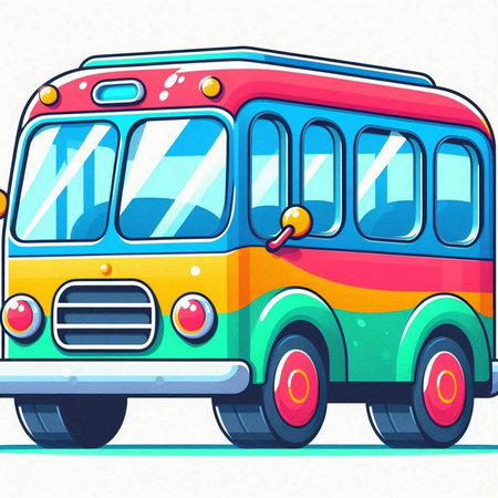 cartoon bus on a white background. illustration for children and adultsのイラスト素材