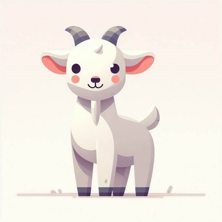 Cute cartoon goat character. Vector illustration of a cute goat.のイラスト素材