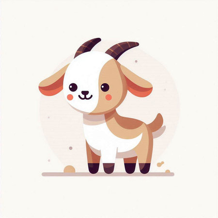 Cute cartoon goat. Hand drawn vector illustration. Scandinavian style.のイラスト素材