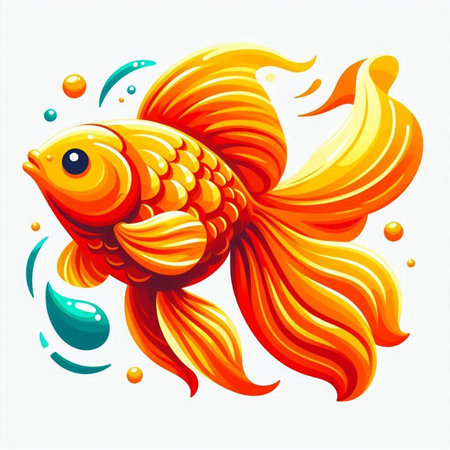 Goldfish. Vector illustration. Isolated on a white background.のイラスト素材