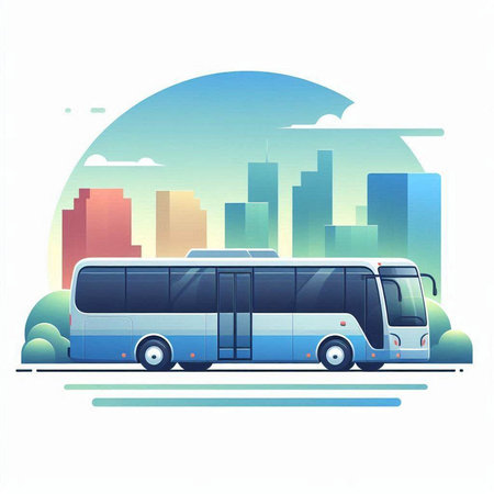 City bus. Vector illustration in flat style on a white background.のイラスト素材