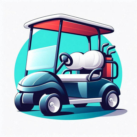Golf cart. Vector illustration in cartoon style. Eps 10.のイラスト素材