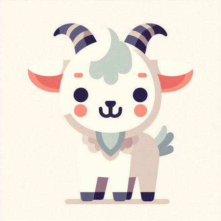 Cute cartoon goat. Vector illustration of a goat in a flat style.のイラスト素材