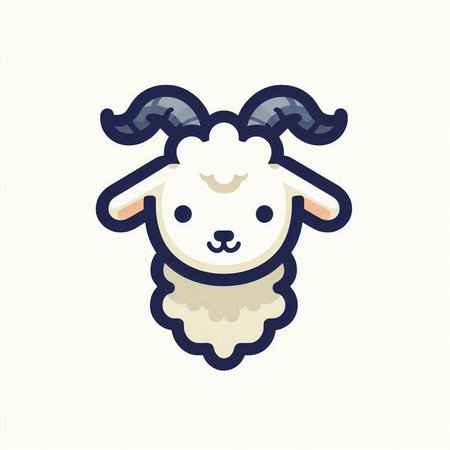 Cute cartoon sheep on white background. Hand drawn vector illustration.のイラスト素材