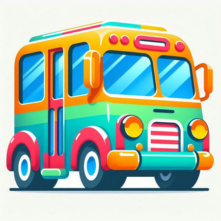 Colorful school bus on a white background. Vector illustration. Eps 10のイラスト素材