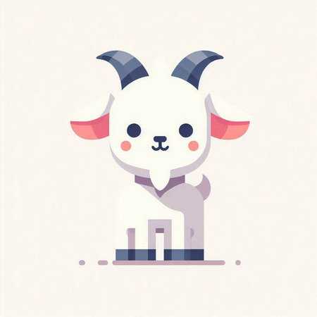 Cute goat cartoon character. Vector illustration in flat design style.のイラスト素材