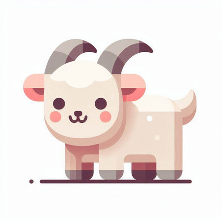 Cute cartoon goat. Vector illustration in a flat style. Farm animal.のイラスト素材