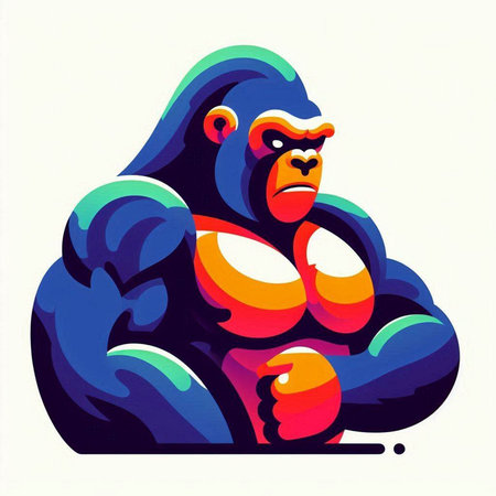 Gorilla in the style of the 80s. Vector illustration.のイラスト素材