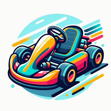 Colorful karting car on white background. Vector illustration.のイラスト素材