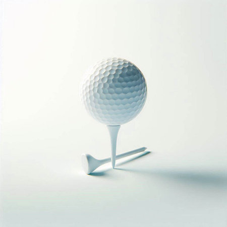 Golf ball and golf club on a white background. 3d renderingのイラスト素材