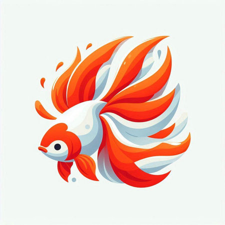 Red goldfish on white background. Vector illustration in cartoon style.のイラスト素材