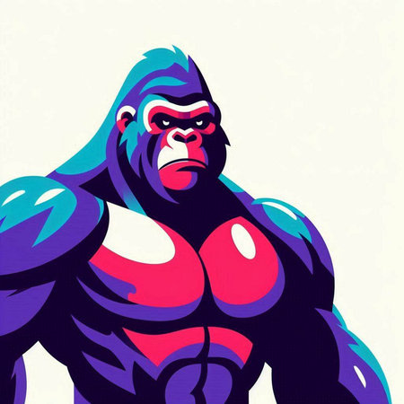 Gorilla. Vector illustration of a strong gorilla with muscles.のイラスト素材