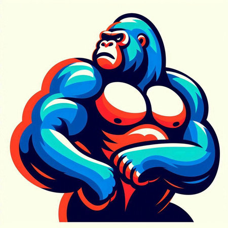 Gorilla with crossed arms. Vector illustration for your design.のイラスト素材