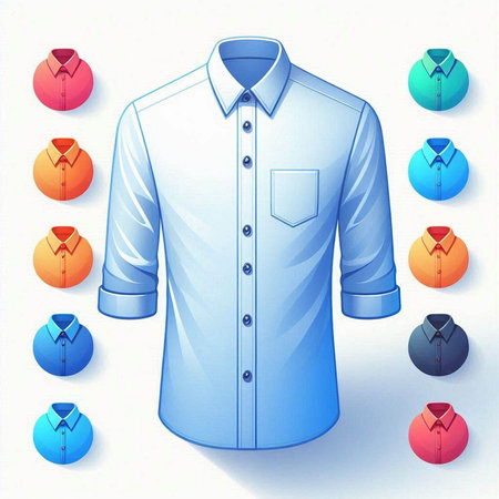Men's shirt with buttons on a white background. Vector illustration.のイラスト素材