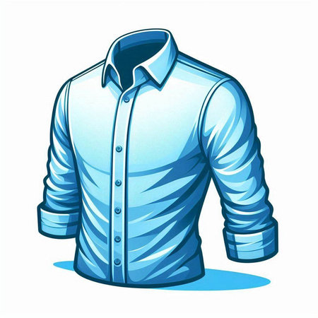 Illustration of a blue shirt on a white background, vector illustrationのイラスト素材