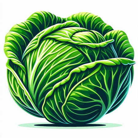 Cabbage isolated on white background. Vector illustration. Eps 10.のイラスト素材