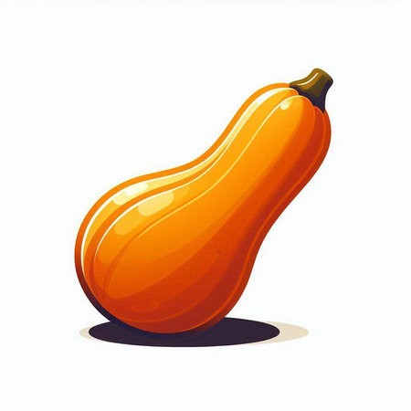 Ripe orange pumpkin isolated on white background. Vector cartoon illustration.のイラスト素材
