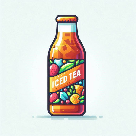 Illustration of a bottle of cola with fruits and berries.のイラスト素材