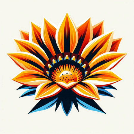 Illustration of a sunflower on a white background with space for textのイラスト素材