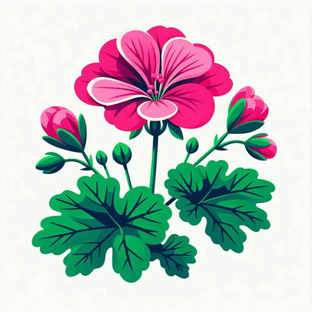 Geranium flower. Vector illustration of a pink geranium flower.のイラスト素材