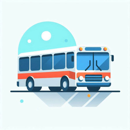 Vector illustration of bus on a light background. Flat style vector illustration.のイラスト素材