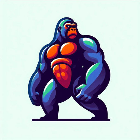 Gorilla vector illustration. Strong gorilla in a powerful pose.のイラスト素材