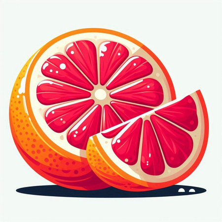 Grapefruit cut in half on white background. Vector illustration.のイラスト素材