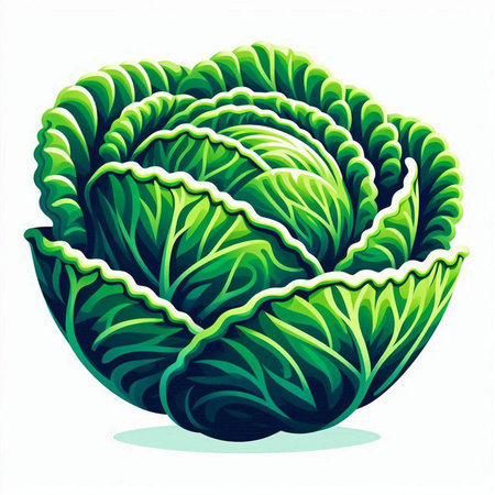 Cabbage vector illustration isolated on white background. Cabbage icon.のイラスト素材
