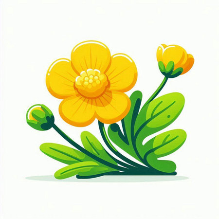 cute yellow flower isolated on a white background. vector illustration.のイラスト素材