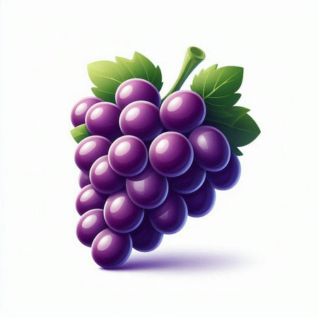 Grapes with leaves on a white background. Vector illustration.のイラスト素材