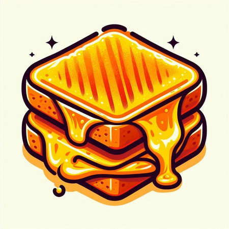 Illustration of a sandwich with honey in cartoon style. Vector illustration.のイラスト素材