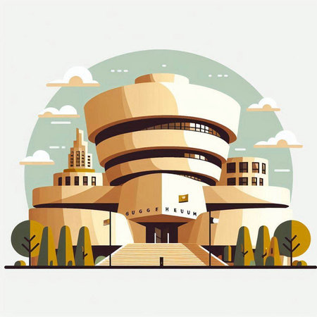 Modern building in the city. Vector illustration in a flat style.のイラスト素材