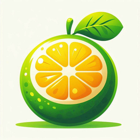 Orange fruit with green leaves on a white background. Vector illustration.のイラスト素材