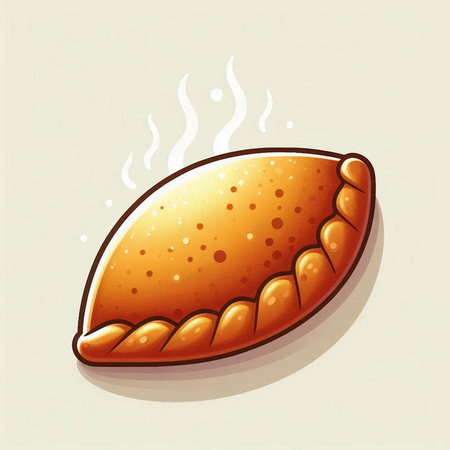 Illustration of a hot pie on a beige background with smokeのイラスト素材