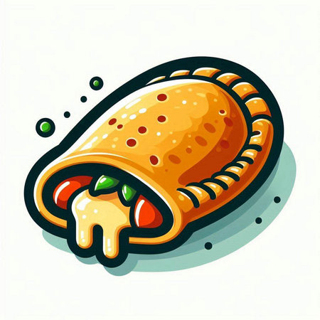 Pancakes with tomato and cheese. Vector illustration on white background.のイラスト素材