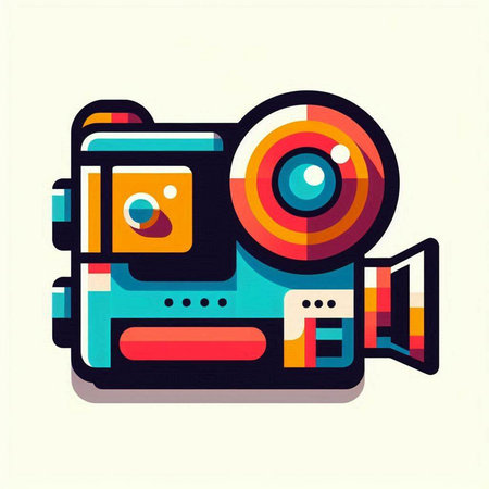 Retro movie camera icon. Cartoon illustration of retro movie camera vector icon for web designのイラスト素材