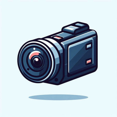 Camera icon in cartoon style isolated on blue background. Vector illustration.のイラスト素材