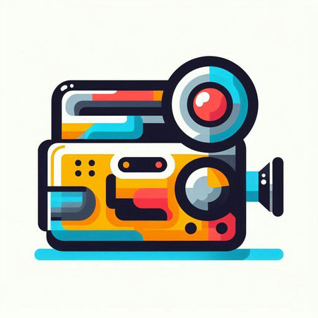 Videocamera icon. Vector illustration in flat design style.のイラスト素材